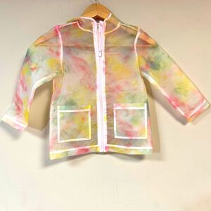 Tie-Dye Old Navy Raincoat Girl's 5T Hooded Multi Color Transparent Jacket Spring